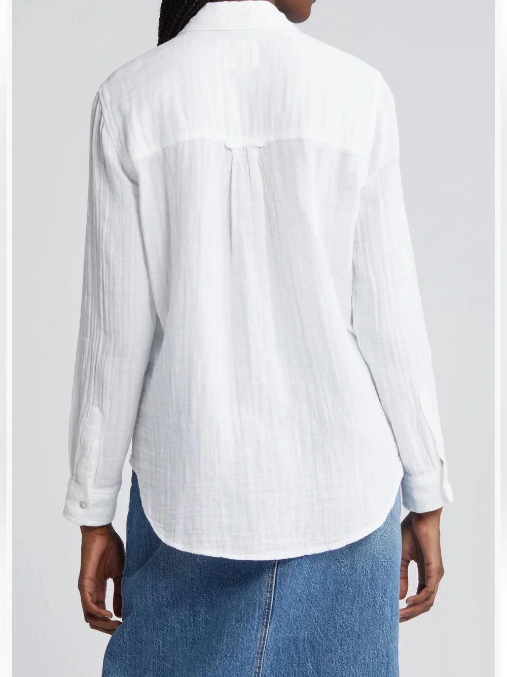 Rails Ellis Organic Cotton Gauze Button Up Shirt White Long Sleeve Women’s L - Picture 4 of 10